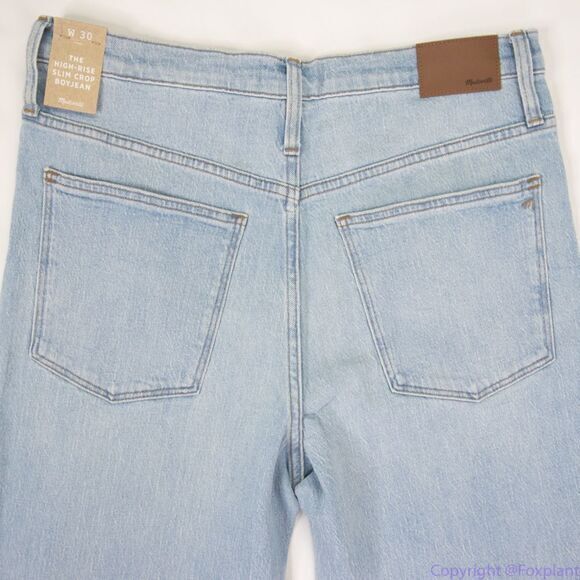 Madewell The High-Rise Slim Crop Boyjean in Dumas Wash: Ripped Edition,size 30 - Picture 11 of 16